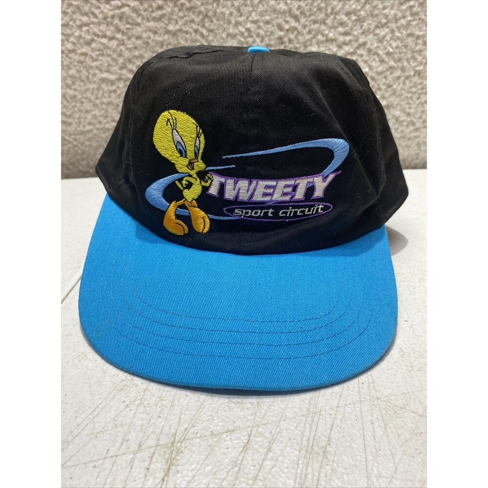 VTG Warner Bros Studio Store Tweety Bird Hat Blue Looney Tunes 90s Strapback Cap